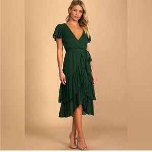 Lulu's Green Midi Dress- Have Harmony Swiss Dot